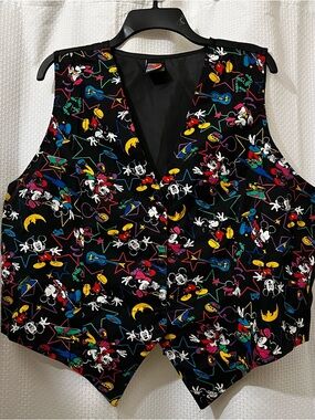 Vintage 90s Disney Mickey Minnie Vest 18W Music Dancing Colorful Novelty